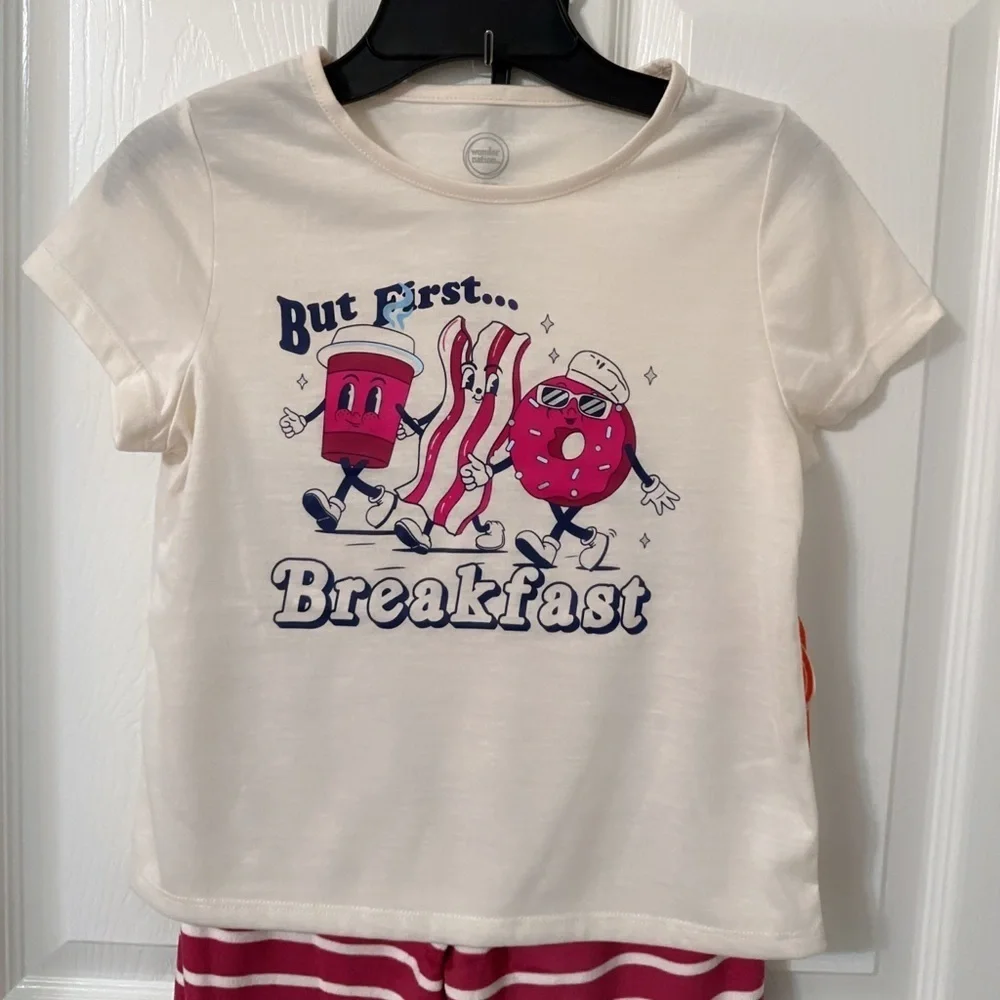 Wonder Nation Cream and Red Breakfast Pajama Set
